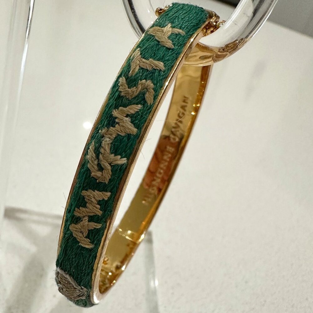 Mignonne Gavigan Gold and Green Elephant Bangle Bracelet